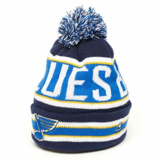 St Louis Blues " Franchise " Nhl Cuffed Beanie Hat With Pom