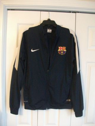 Nike Dri Fit Authentic Fc Barcelona Blue Jacket Medium Fcb Soccer