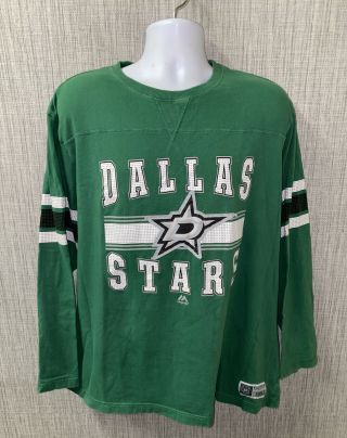 Majestic Nhl Mens Green Dallas Stars Long Sleeve T - Shirt Size 2xl