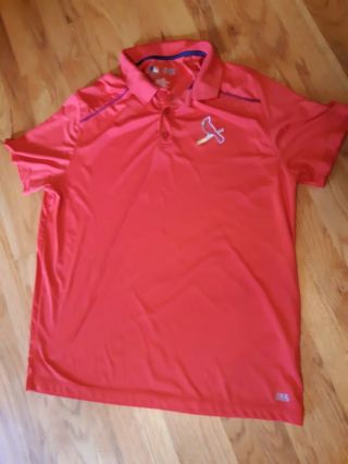 St.  Louis Cardinals Mens Polo Shirt Xxl 2xl Red Collared Tx3 Cool Vguc