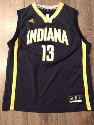 Paul George Indiana Pacers 13 Adidas Blue Basketball Jersey,  Youth Large Euc
