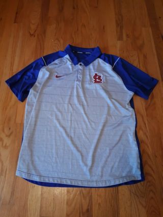 St.  Louis Cardinals Mens Polo Shirt Xxl 2xl Gray And Blue Nike Vguc
