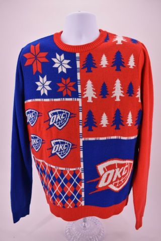 Nwt Okc Oklahoma City Thunder Basketball Ugly Christmas Sweater Sz Large Nba Men