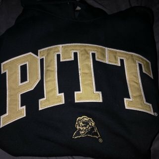 Vintage Pitt Panthers Hoodie Sweatshirt Size L Large Blue Stitched Pittsburgh 3