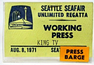 1971 Seattle Seafair King Tv Press Pass Hydroplane Boat Racing 0