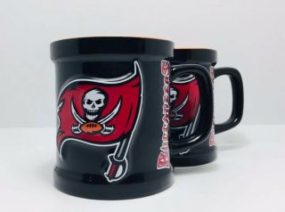 Tampa Bay Buccaneers Coffee Cup Mug Red Black Orange Set Of 2