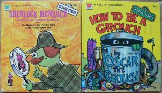2 Vintage Whitman Tell - A - Tale Books Sesame Street Sherlock Hemlock,  How To Be