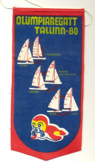 Xxii Moscow - 1980 Olympics Games Sailing Regatta Tallinn Mascot Vigri Pennant