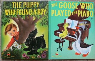 2 Vintage Wonder Books The Puppy Who Found A Boy,  Goose Who Played The Piano
