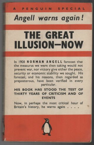 1938 Penguin Special Paperback The Great Illusion Now By Norman Angell Ww2??