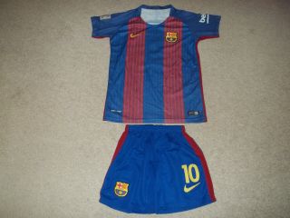 Nike Dri - Fit Lionel Messi Fc Barcelona Fcb Yth Soccer Jersey Shorts Set Sz 152 G