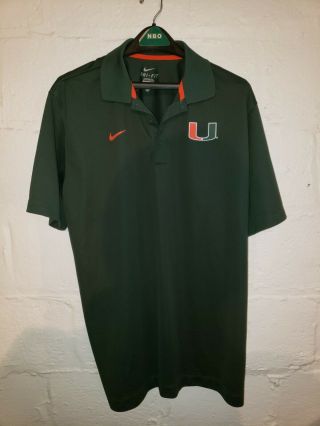 University Of Miami Florida Nike Dri Fit Polo Shirt Hurricanes Green Xl