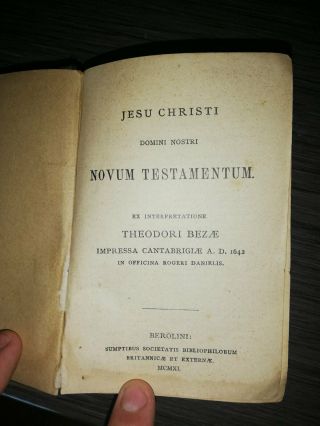 Antique Holy Bible 1940 Latin Translated Testament And Psalmi Davidis
