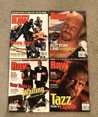 4 Wwf Raw Magazines - - 2000 - January,  June,  July,  August - Wwe