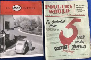 2 Vintage Magazines.  The Esso Farmer 1956.  Poultry World 1956.