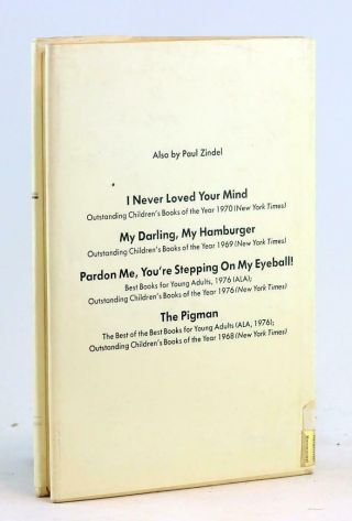Paul Zindel First Edition 1977 Confessions of a Teenage Baboon YA Novel HC w/DJ 2