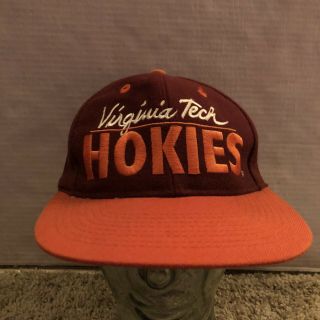 Vintage Snapback Virginia Tech Hokies College Football Red Hat Cap Mascot