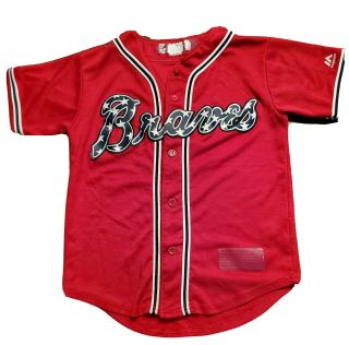 Authentic Majestic Atlanta Braves Red Stars Jersey,  Youth Sm