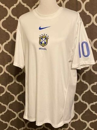 Nike Brasil National Team 2010 World Cup White Soccer Jersey Adult Size Xl
