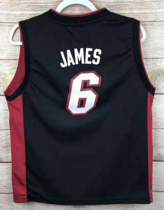 Adidas NBA Miami Heat Lebron James 6 Basketball Jersey Boys Size Large - Black 2