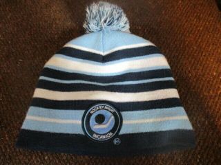Blue And White Hockey Night In Canada Old Logo Knit Hat W/ball On Top Nhl Cbc
