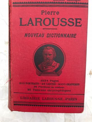 Vintage Pierre Larousse Nouveau Dictionnaire Paris 1903.