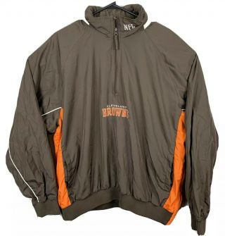 Nfl Cleveland Browns Windbreaker Jacket 1/4 Zip Embroidered Mens Xl Brown Orange