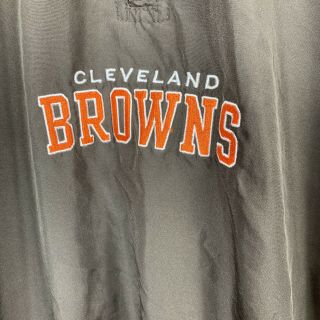 NFL Cleveland Browns Windbreaker Jacket 1/4 Zip Embroidered Mens XL Brown Orange 3
