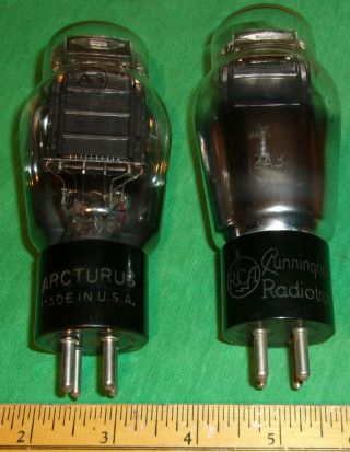 (2) 2a3 Audio Triodes By Arcturus & Rca Blk Plates Spring Top Hanging Filaments