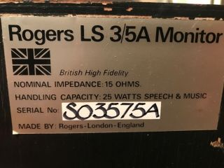Rogers LS3/5A Studio Monitor Speakers - Vintage British 3