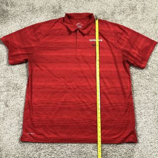 Men’s Nike Red Dri Fit UGA Georgia Bulldogs Golf Polo Shirt 2XL Read 2