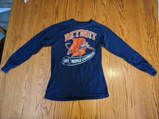 Vintage 1984 Detroit Tigers World Champion Long Sleeve T - Shirt Small / Xsmall