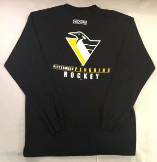 Vintage Pittsburgh Penguins Long Sleeve Shirt Xl 2 - Sided Nhl Center Ice Auth.