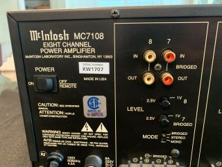 McIntosh MC7108 8 channel power amplifier - serial: KW1707 3