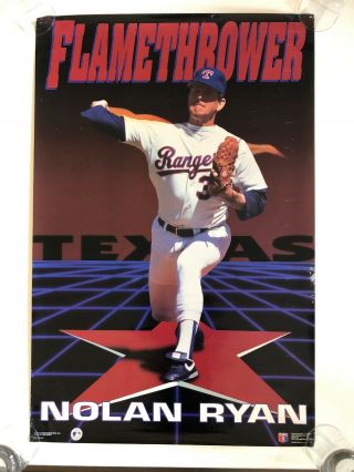 1992 Costacos Nolan Ryan Poster 23x35 Flame Thrower Texas Rangers Flamethrower