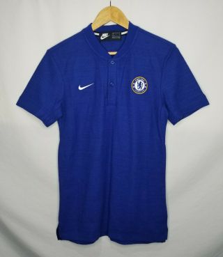 Nike Chelsea Fc Mens Knitted Short Sleeve Shirt Size Small Epl Blue England Uk