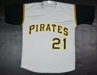 Roberto Clemente 21 Pittsburgh Pirates Mlb Gray Baseball Jersey Adult M