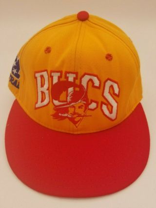 Vintage Tampa Bay Buccaneers Annco Double Logo Fitted Hat Deadstock 90 