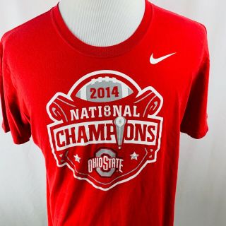 Nike Ohio State Buckeyes 2014 National Champions Red T - Shirt Mens Large L 2
