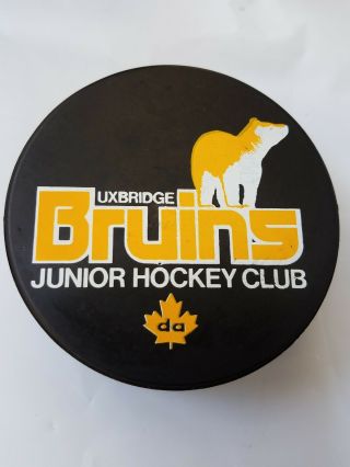 Uxbridge Bruins Junior Hockey Club Oha Viceroy Canada Vintage Game Puck Hole