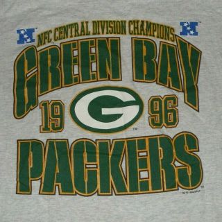 Vtg 90s 1996 Green Bay Packers Mens Heather Gray T Shirt Sz Xl/2xl