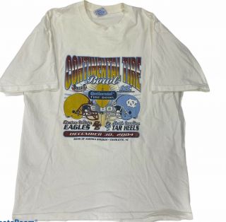 Vintage Unc Tar Heels Boston College Acc Football Bowl Graphic Shirt Xl White
