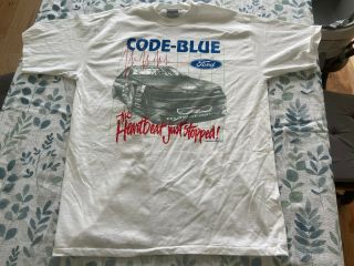 Vintage 1992 Code Blue Ford Crew Size Xxl Double Sided Never Worn