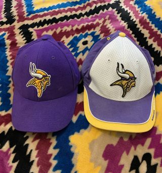 2 Minnesota Vikings Caps/hats Nfl Team Apparel Reebok And Equipment Nfl Reebok