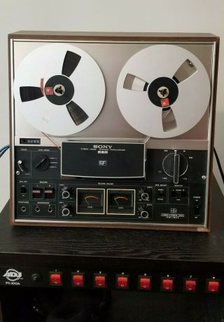 Sony Tc - 377 4 - Track Stereo Reel To Reel Tape Deck.  Fully Serviced.  Dust Cover