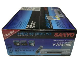 Sanyo Vwm - 900 Hi Fi Stereo 4 Head Vcr Vhs Cassette Recorder W/ 4 Blank Tapes