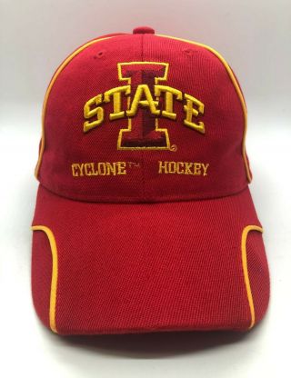 Ncaa Iowa State Cyclone Hockey Cap Hat Adult Adjustable Red Yellow Poly
