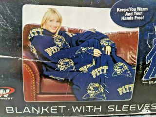 University Of Pittsburgh Pitt Panthers Snuggie Fleece Blanket Sleeves Soft Throw