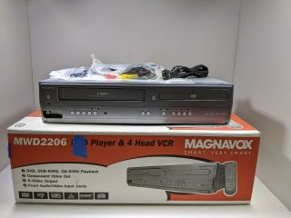 Magnavox Mwd2206 Dvd Player & 4 Head Vcr Vhs Recorder Combo Complete Mib