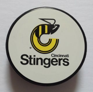 1970s Wha Cincinnati Stingers Biltrite Puck - Sticker Logo - Messier - Gartner,